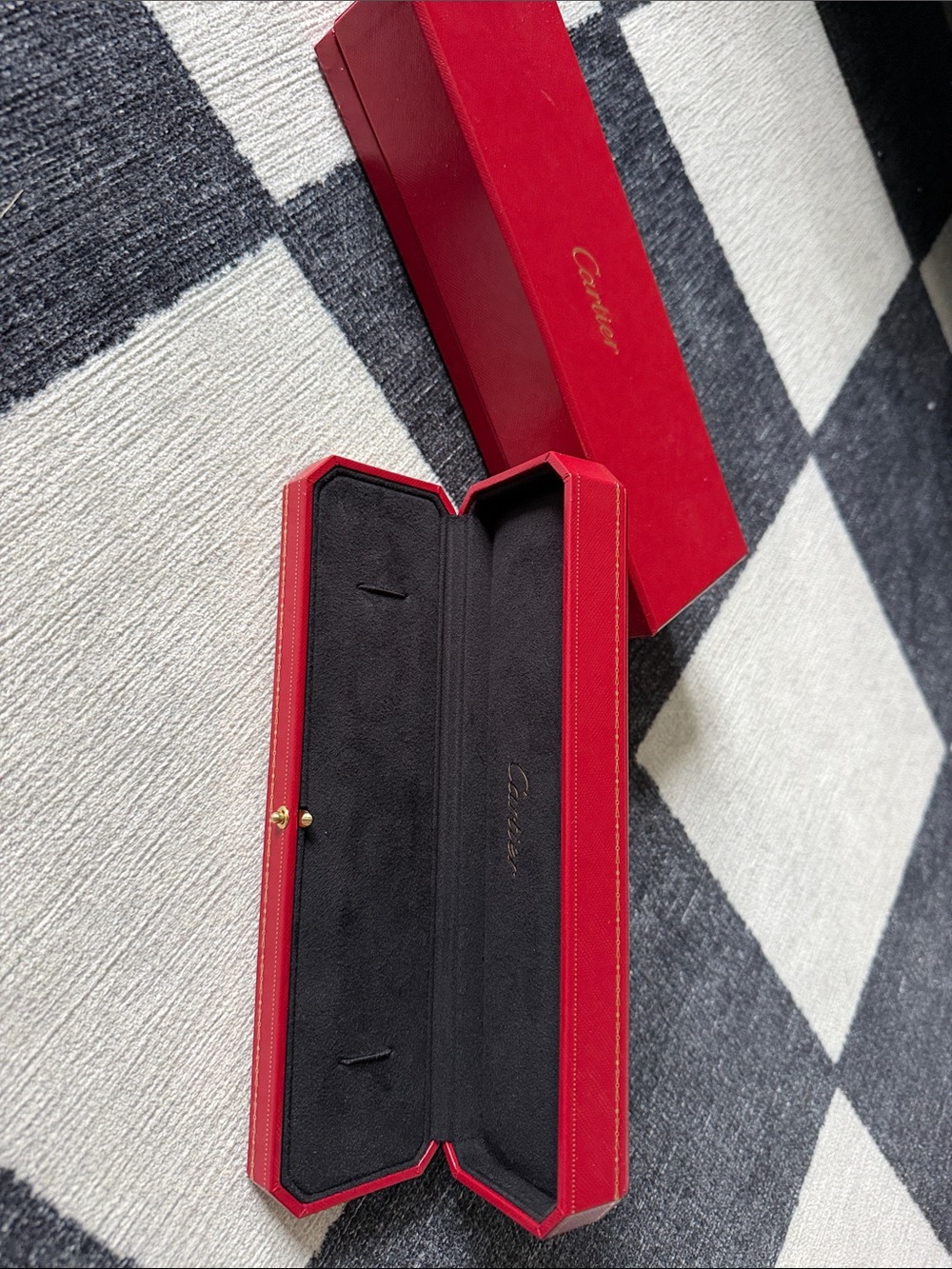 Cartier Red Leather Case with Gold-Tone Clasp